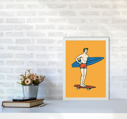 Gone Surfin' Art Print by Jason Stanley A3 Oak Frame