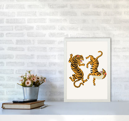 Two Tigers Art Print by Jason Stanley A3 Oak Frame