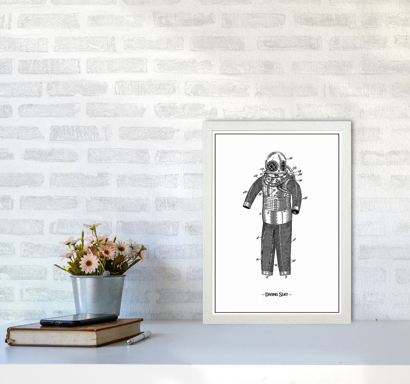 Diving Suit Art Print by Jason Stanley A3 Oak Frame