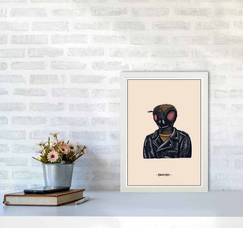 Biker Bee Art Print by Jason Stanley A3 Oak Frame