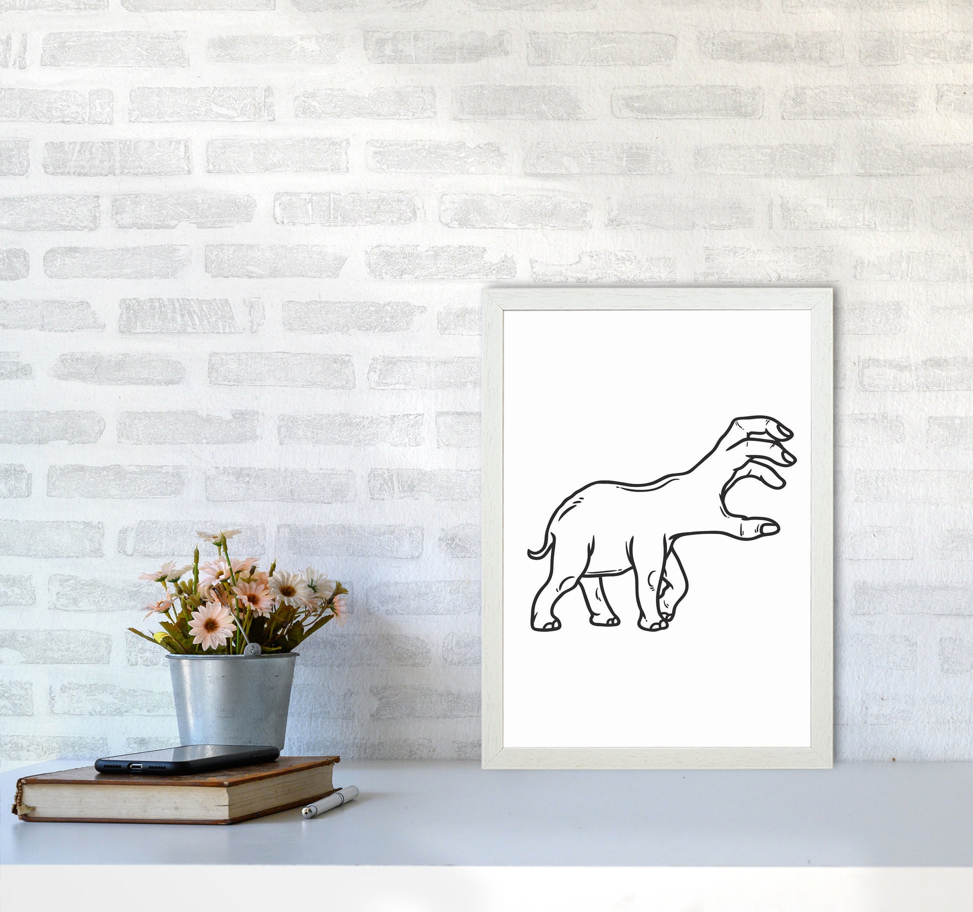 Hand-Head Art Print by Jason Stanley A3 Oak Frame