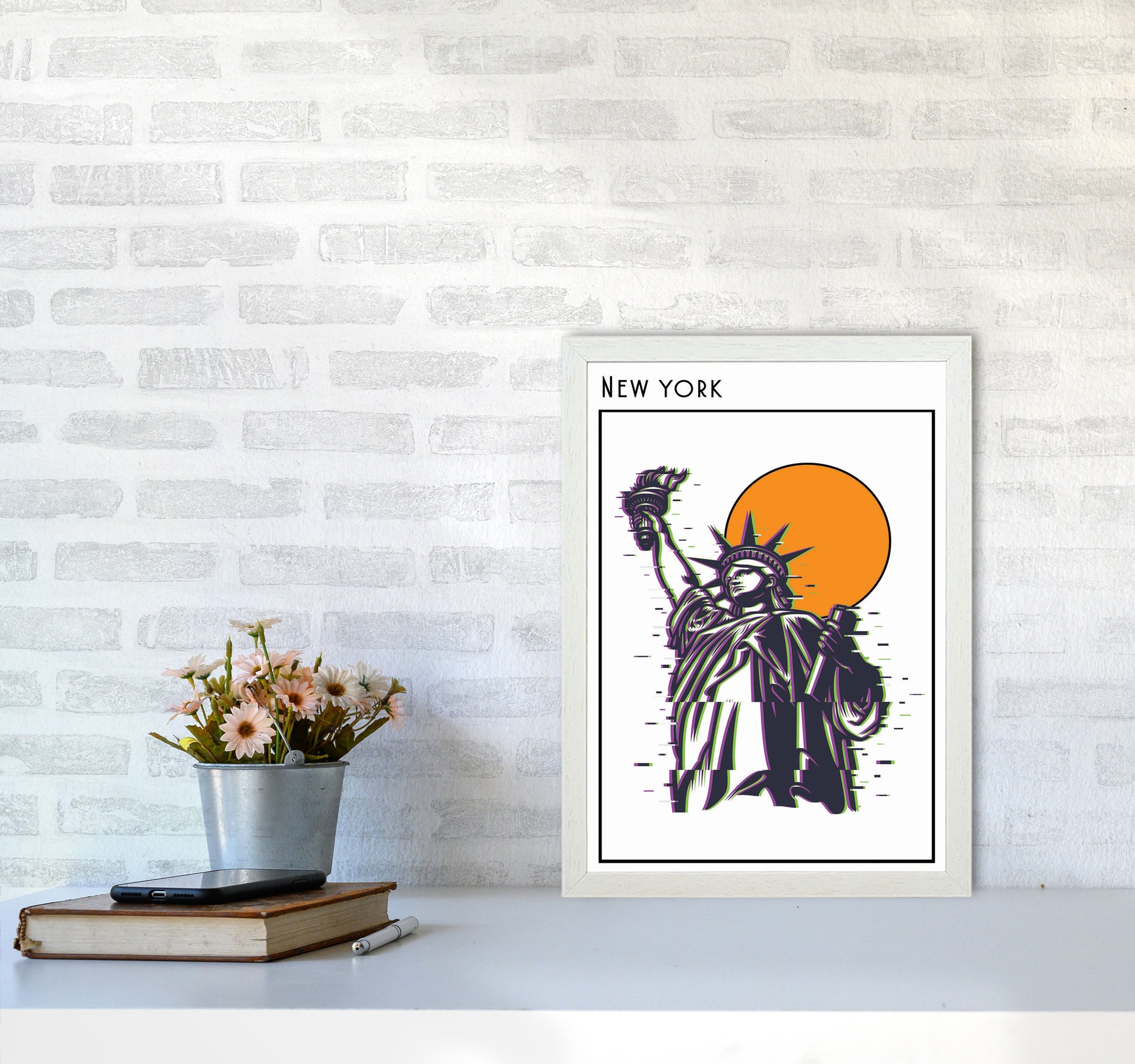 New York Art Print by Jason Stanley A3 Oak Frame
