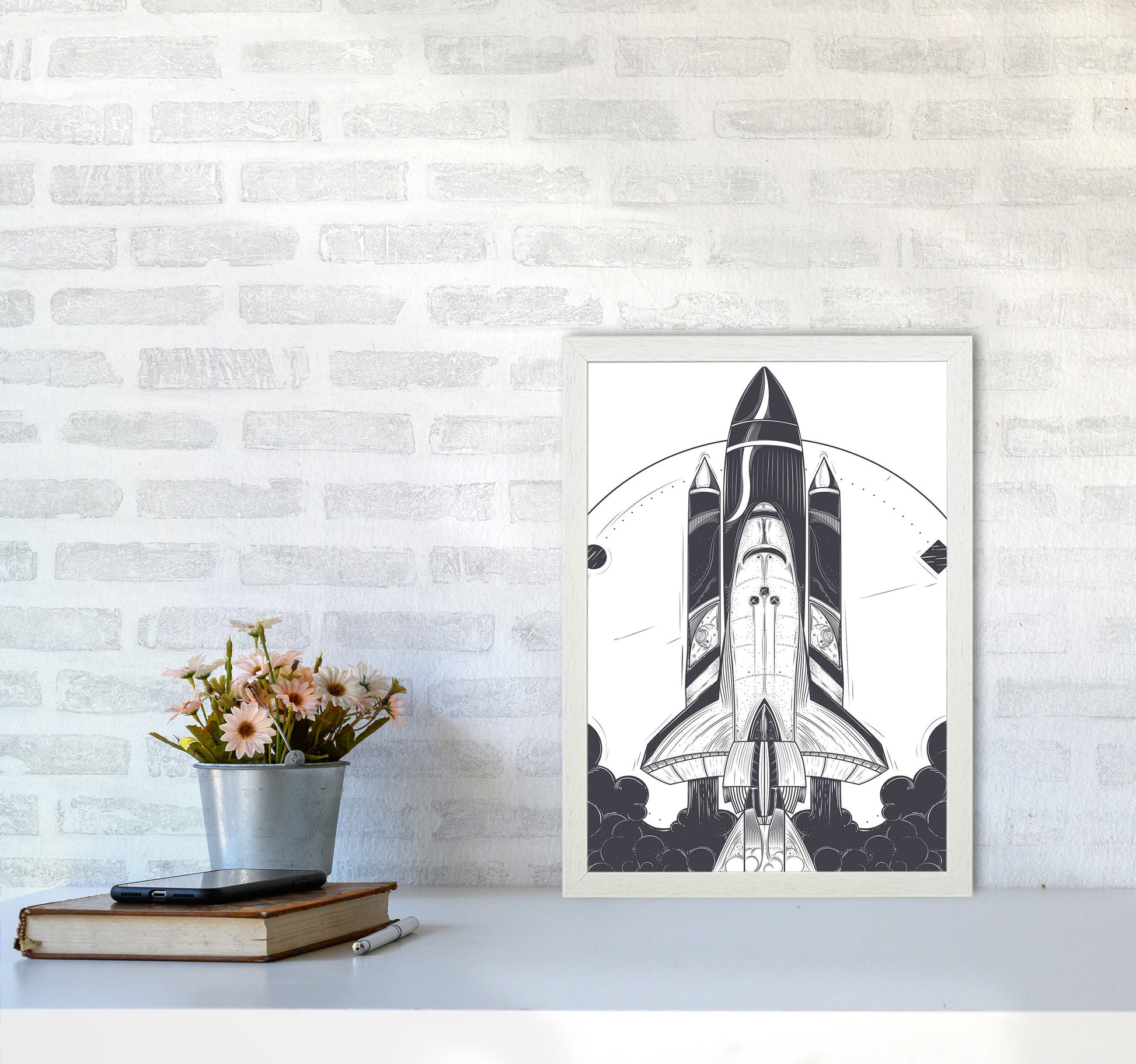 Blastoff! Art Print by Jason Stanley A3 Oak Frame