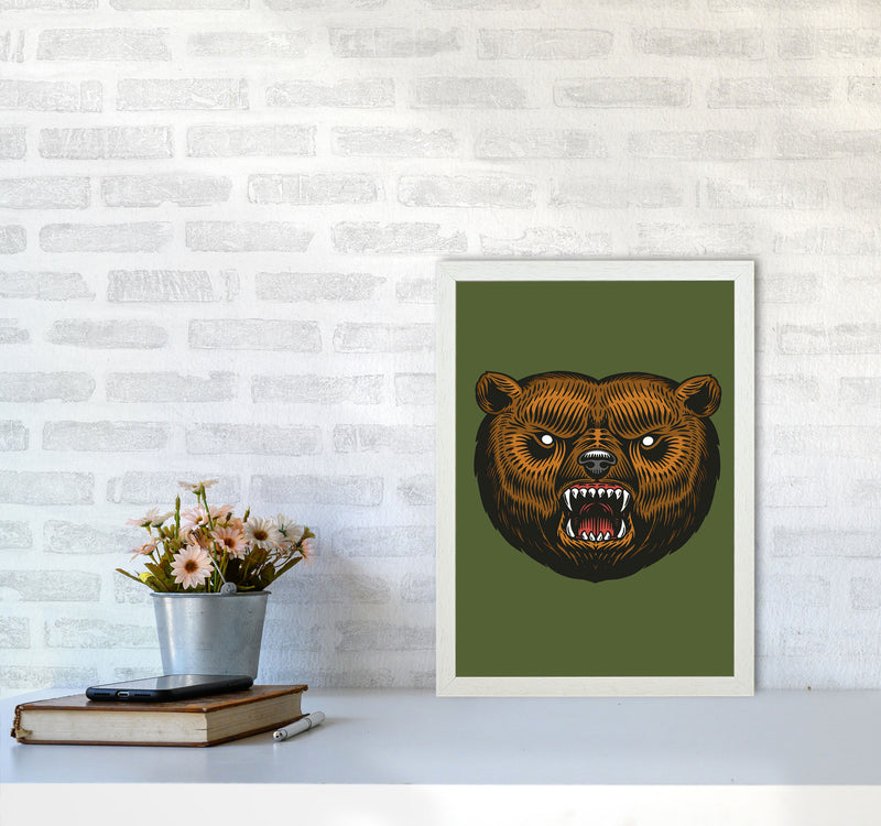Ol Grizzly Art Print by Jason Stanley A3 Oak Frame