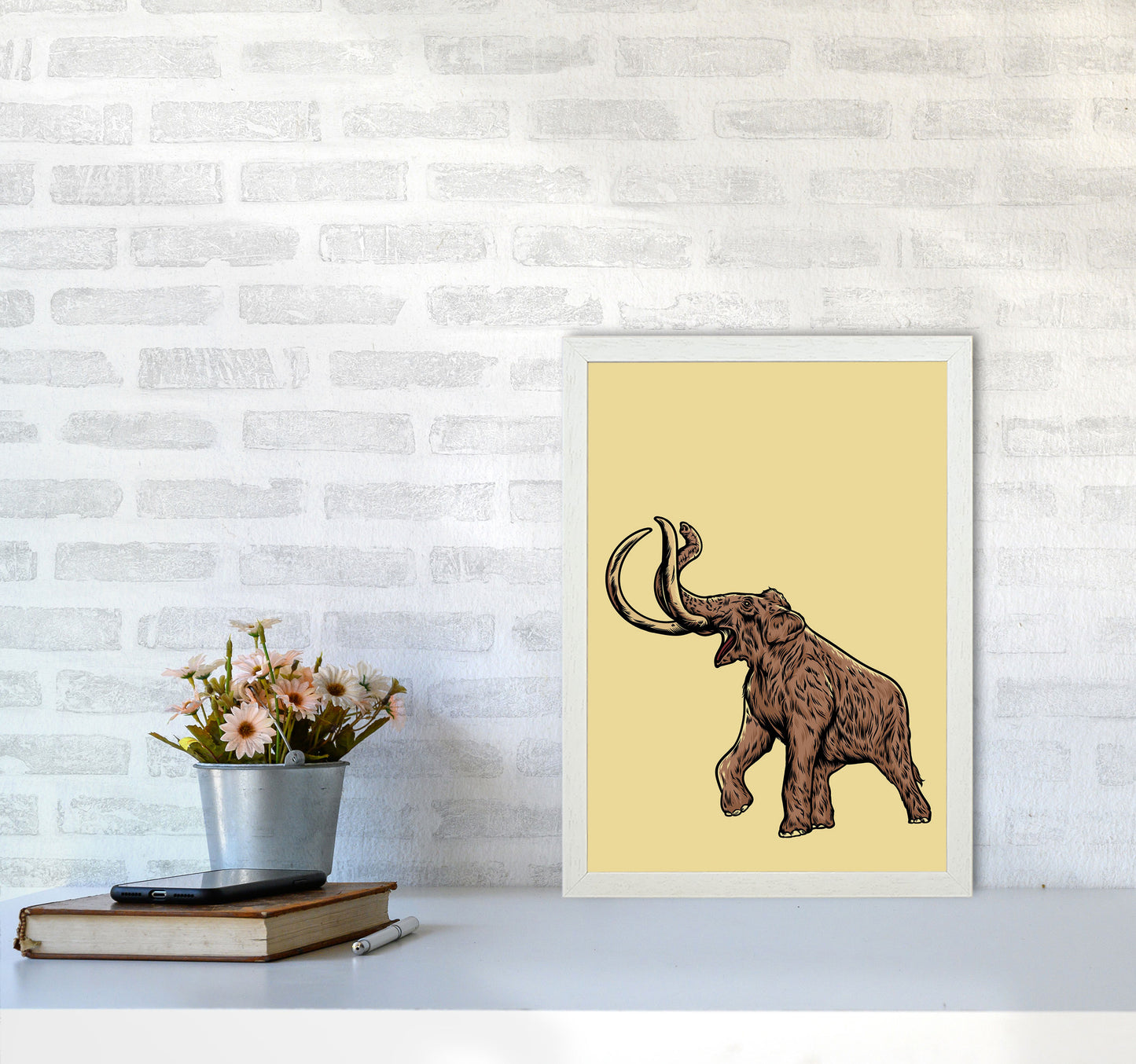 Mammoth Art Print by Jason Stanley A3 Oak Frame