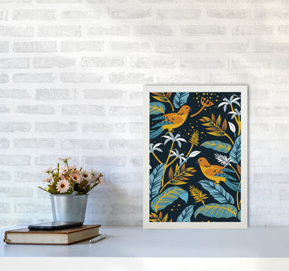 Birds And Plants Art Print by Jason Stanley A3 Oak Frame