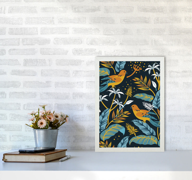 Birds And Plants Art Print by Jason Stanley A3 Oak Frame