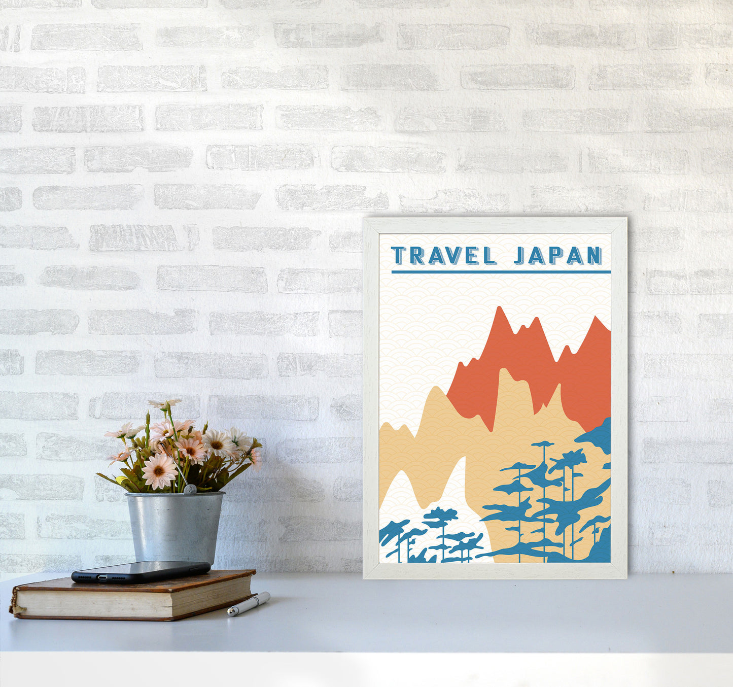 Traval Japan Minimilism III Art Print by Jason Stanley A3 Oak Frame