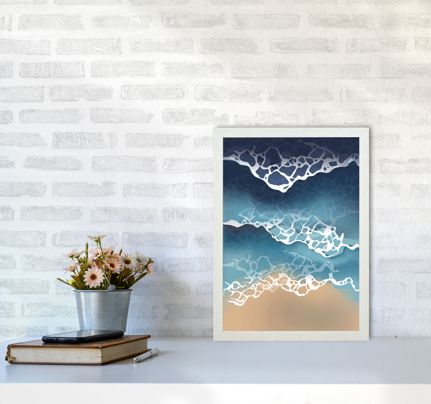 Ocean Waves Art Print by Jason Stanley A3 Oak Frame