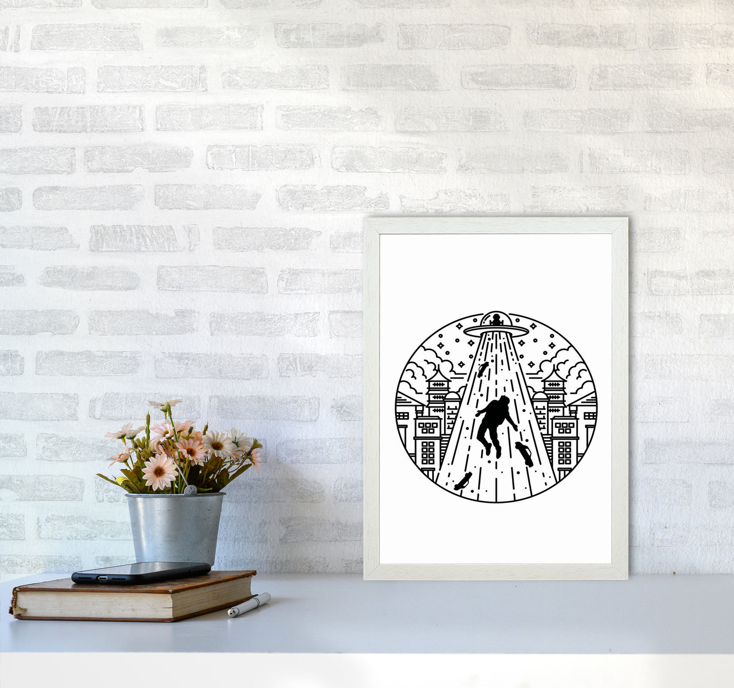 Alien Invasion Art Print by Jason Stanley A3 Oak Frame