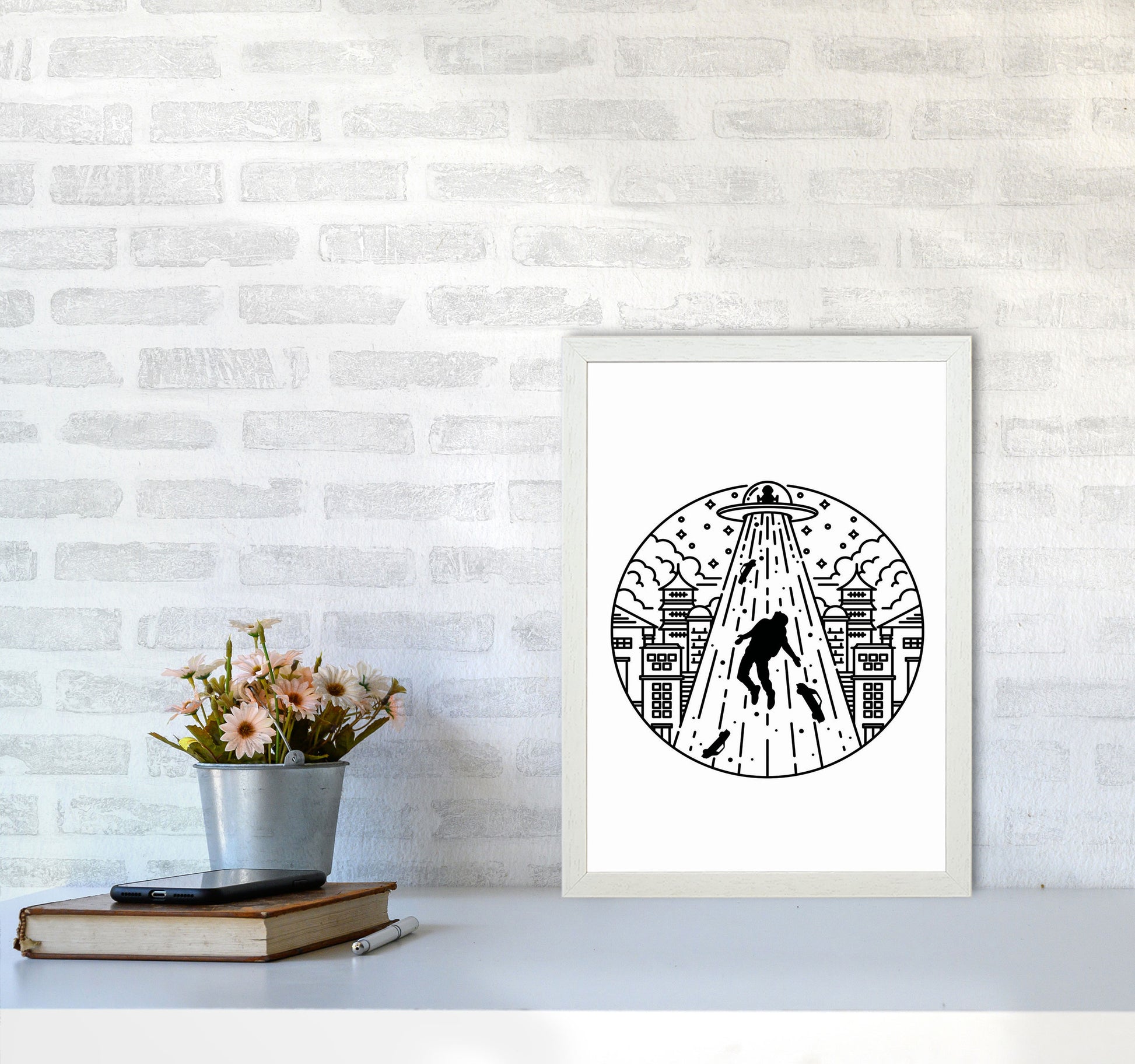 Alien Invasion Art Print by Jason Stanley A3 Oak Frame