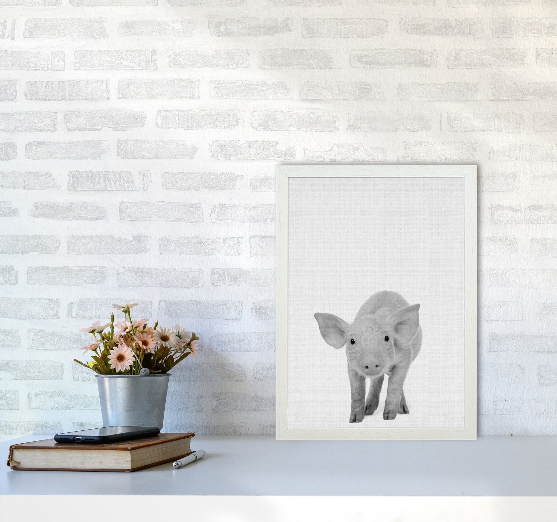 The Cutest Pig Art Print by Jason Stanley A3 Oak Frame