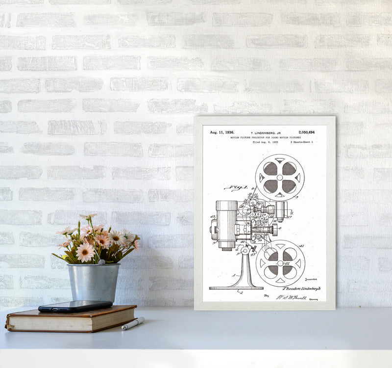 Motion Picture Projector Patent Art Print by Jason Stanley A3 Oak Frame