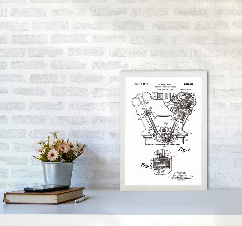 Ford Internal Combustion Engine Patent Art Print by Jason Stanley A3 Oak Frame