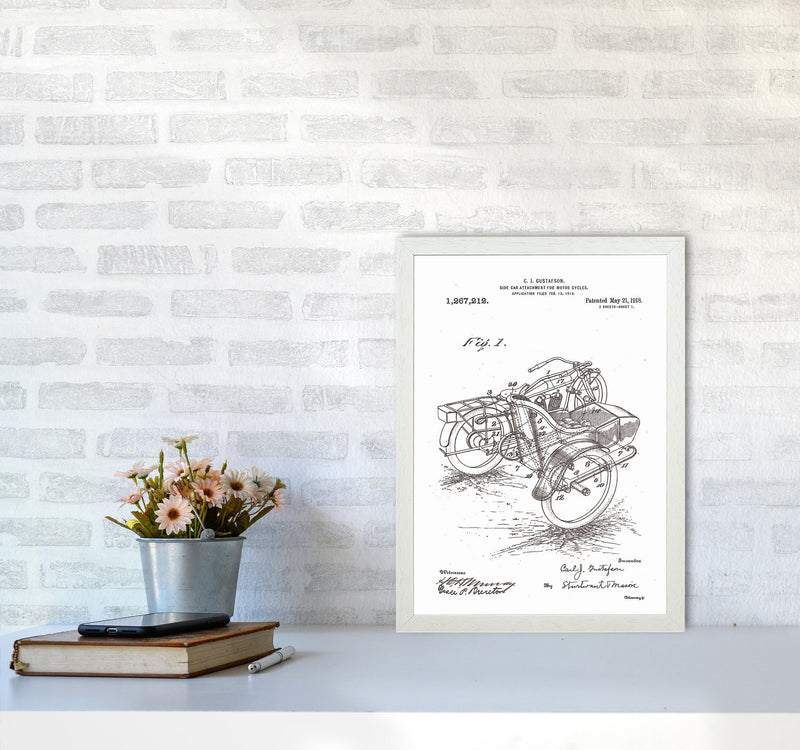 Motorcycle With Side Car Patent Art Print by Jason Stanley A3 Oak Frame