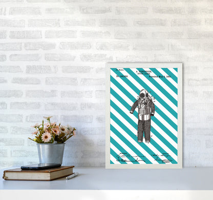 Diving Armor Patent Side Stripe Art Print by Jason Stanley A3 Oak Frame