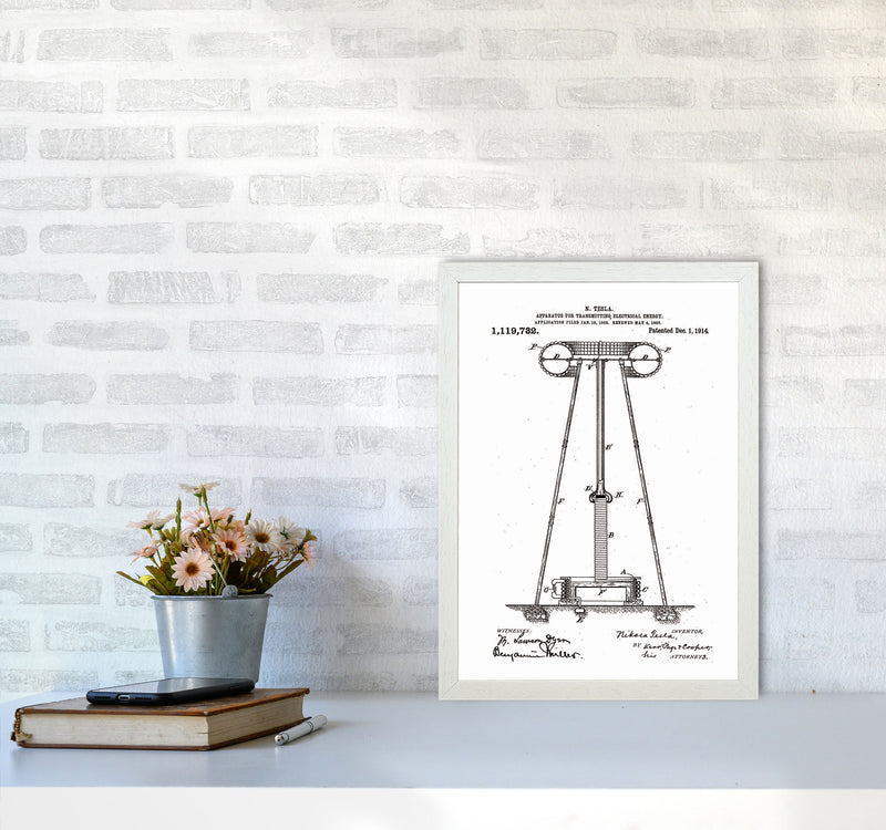 Tesla Electrical Energy Patent Art Print by Jason Stanley A3 Oak Frame
