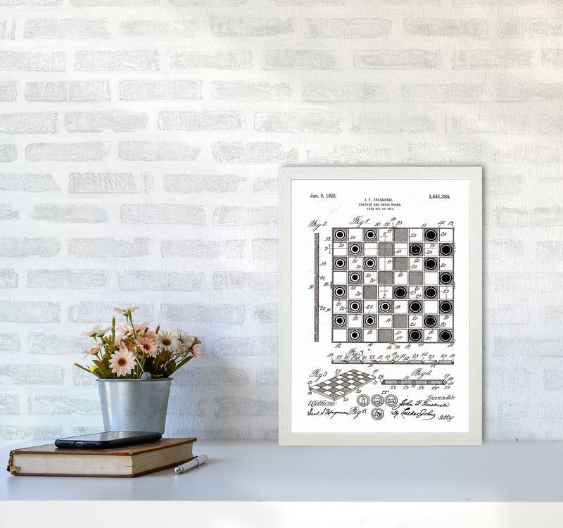 Chess And Checkers Board Patent Art Print by Jason Stanley A3 Oak Frame