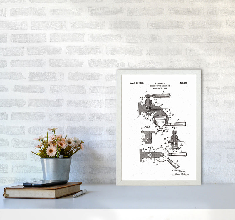 Espresso Coffee Machine Patent Art Print by Jason Stanley A3 Oak Frame