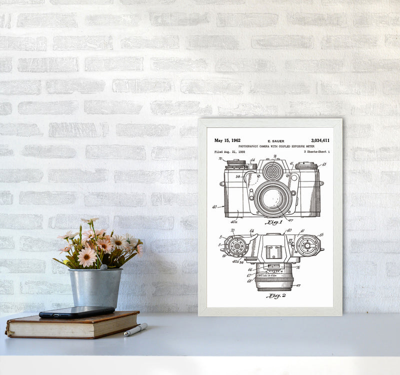 Photographic Camera Patent Art Print by Jason Stanley A3 Oak Frame