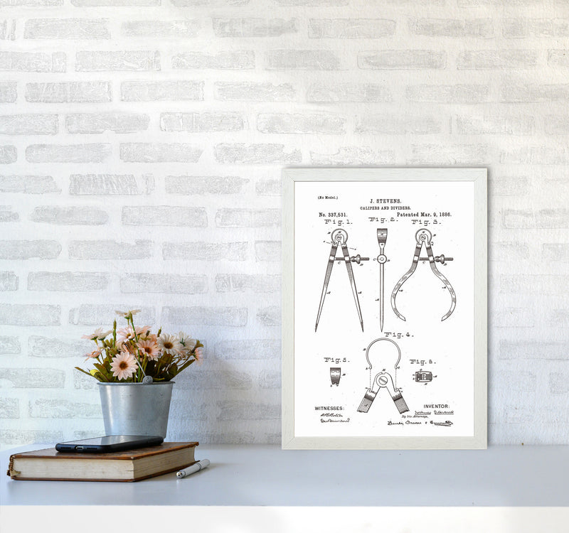 Calipers And Dividers Patent Art Print by Jason Stanley A3 Oak Frame