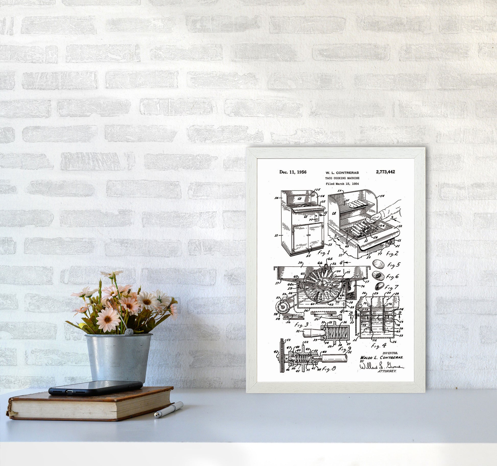 Taco Cooking Machine Patent Art Print by Jason Stanley A3 Oak Frame