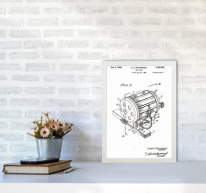 Cinema Spot Light Patent Art Print by Jason Stanley A3 Oak Frame