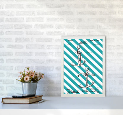 Anchor Patent Side Stripe Art Print by Jason Stanley A3 Oak Frame