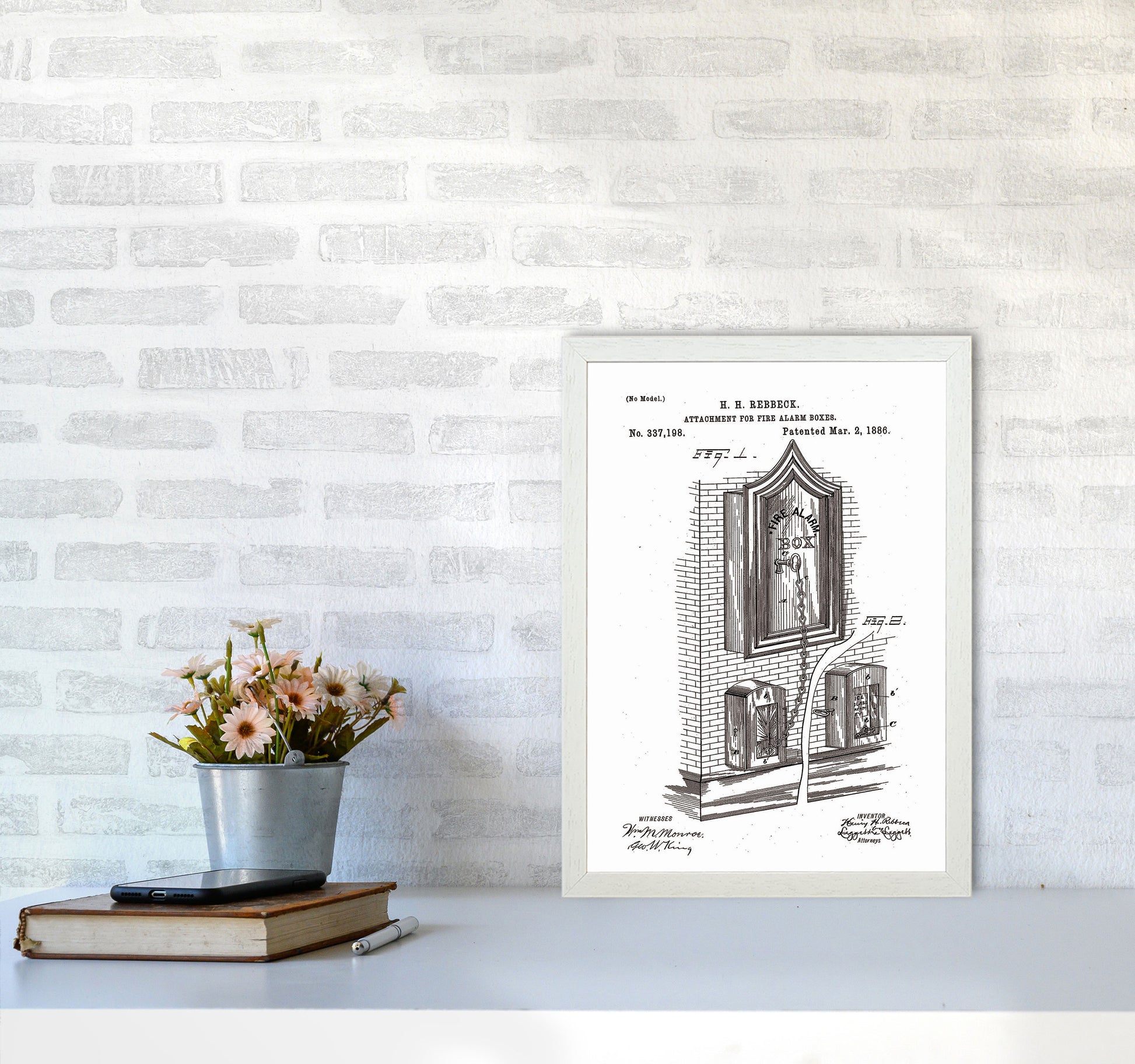 Fire Alarm Box Patent Art Print by Jason Stanley A3 Oak Frame