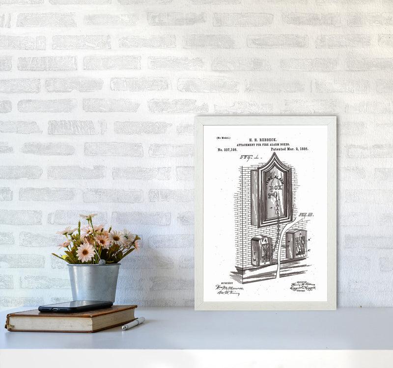 Fire Alarm Box Patent Art Print by Jason Stanley A3 Oak Frame