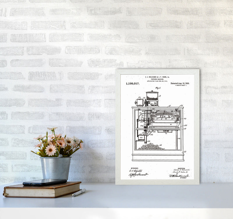 Popcorn Machine Patent Art Print by Jason Stanley A3 Oak Frame