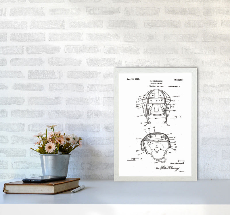 Football Helmet Patent Art Print by Jason Stanley A3 Oak Frame