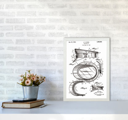 Police Man Hat Patent Art Print by Jason Stanley A3 Oak Frame