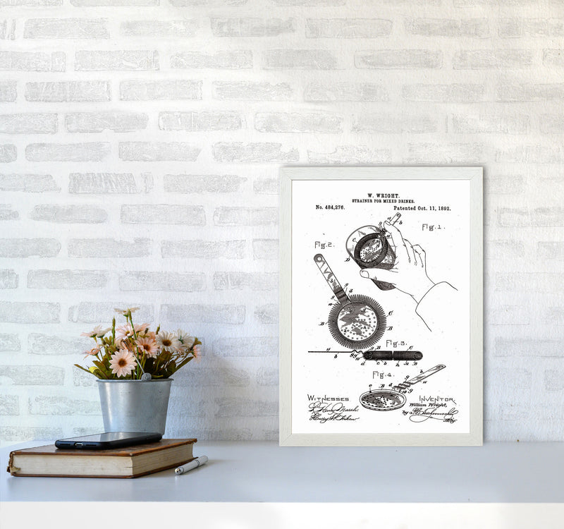 Drink Strainer Patent Art Print by Jason Stanley A3 Oak Frame