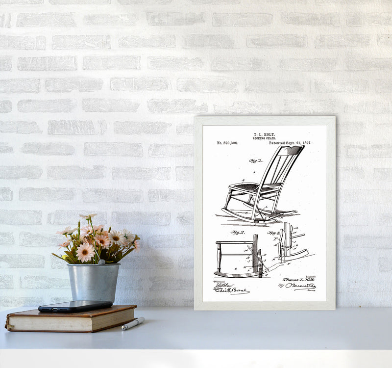 Rocking Chair Patent Art Print by Jason Stanley A3 Oak Frame