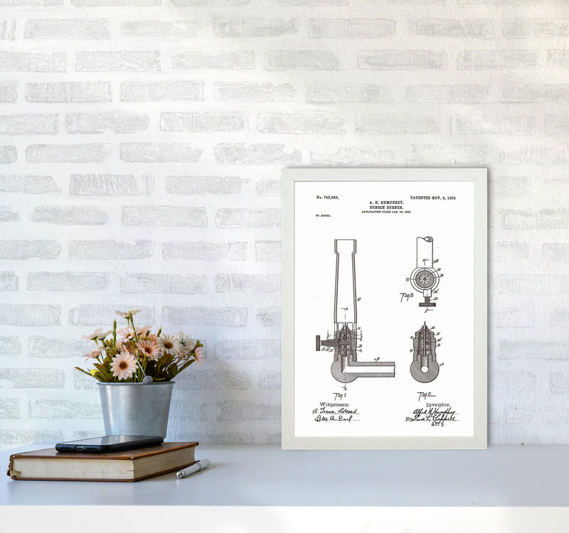 Bunsen Burner Patent Art Print by Jason Stanley A3 Oak Frame