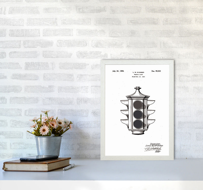 Traffic Light Patent Art Print by Jason Stanley A3 Oak Frame