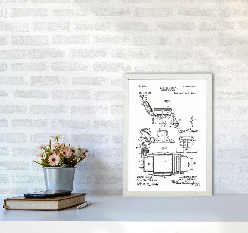 Barber Chair Patent Art Print by Jason Stanley A3 Oak Frame