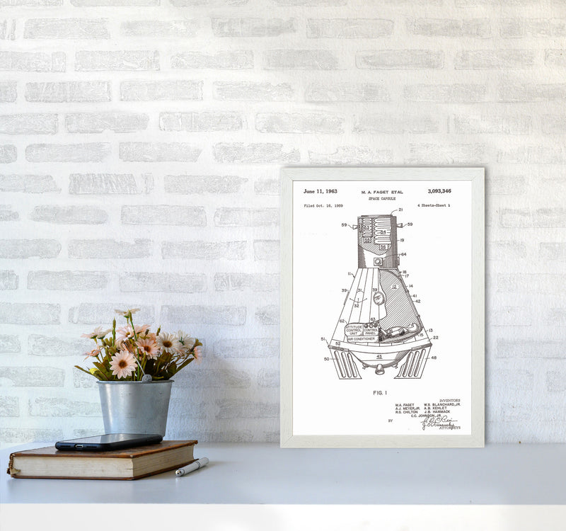 Space Capsule Patent Art Print by Jason Stanley A3 Oak Frame