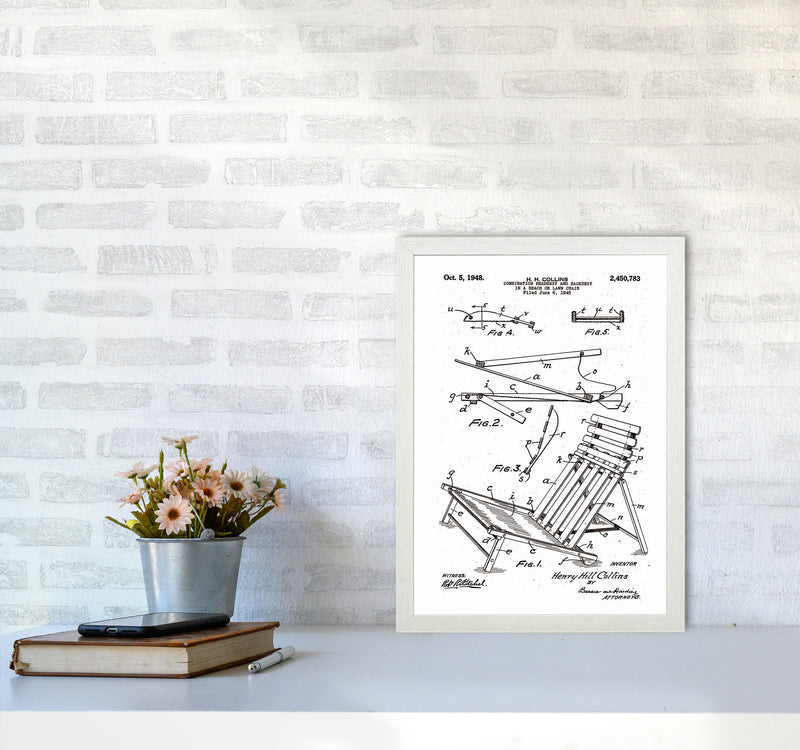 Beach Chair Patent Art Print by Jason Stanley A3 Oak Frame