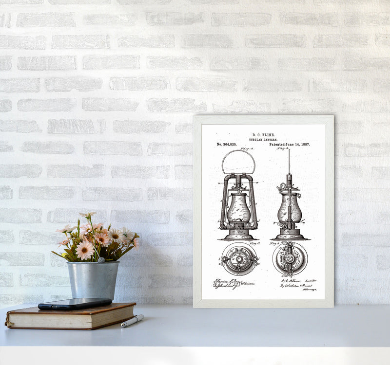 Vintage Lamp Patent Art Print by Jason Stanley A3 Oak Frame