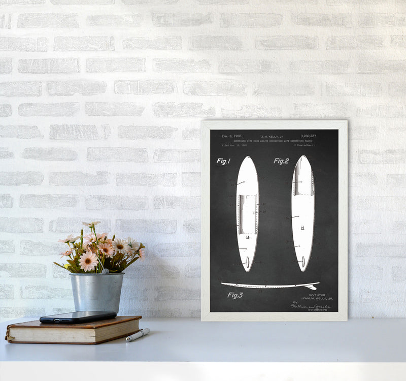 Surfboard Patent 1 Art Print by Jason Stanley A3 Oak Frame