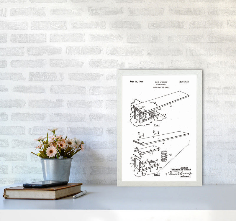 Diving Board Patent Art Print by Jason Stanley A3 Oak Frame