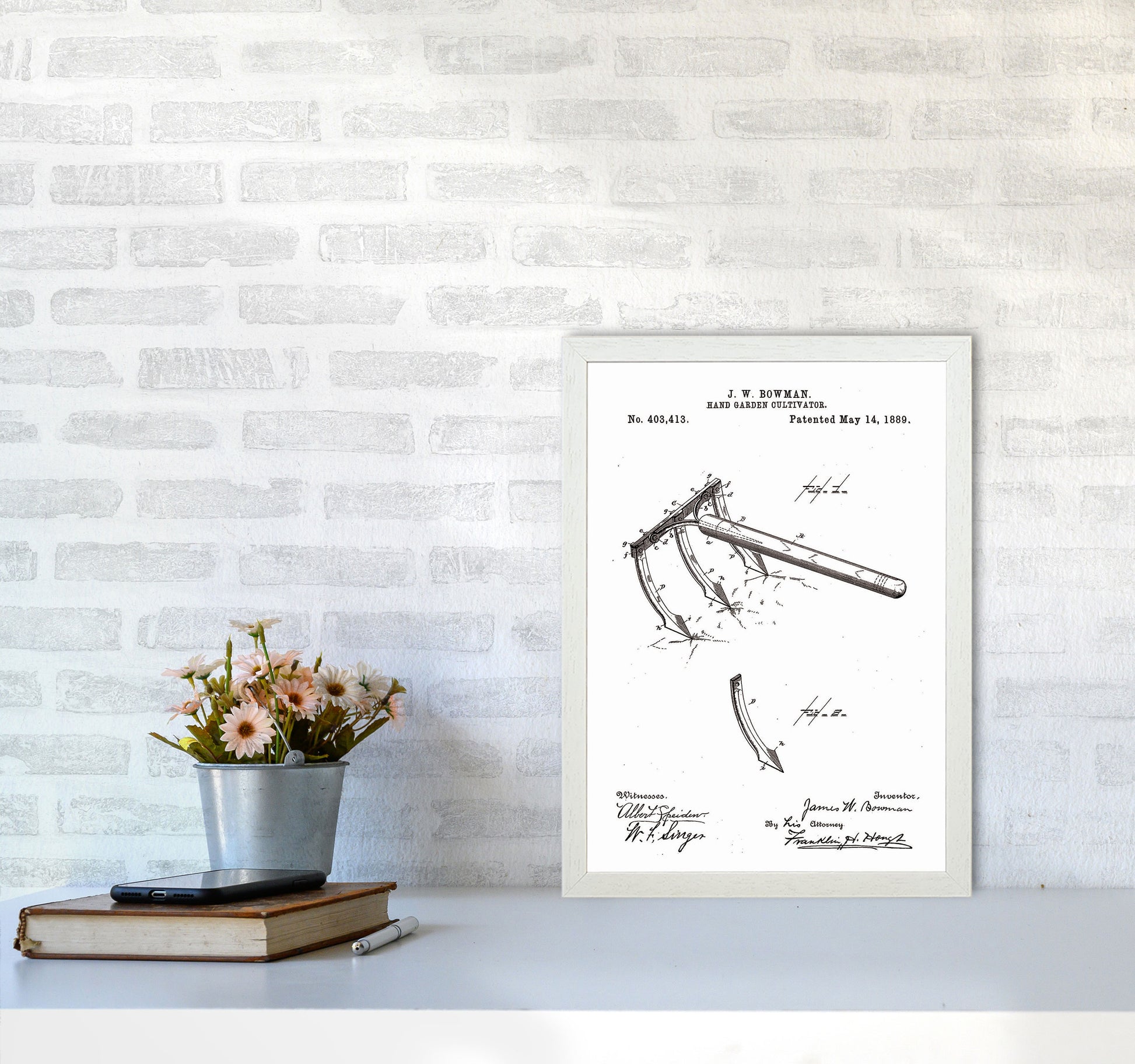 Garden Tool Patent Art Print by Jason Stanley A3 Oak Frame