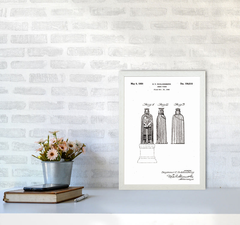Chess Piece Patent Art Print by Jason Stanley A3 Oak Frame
