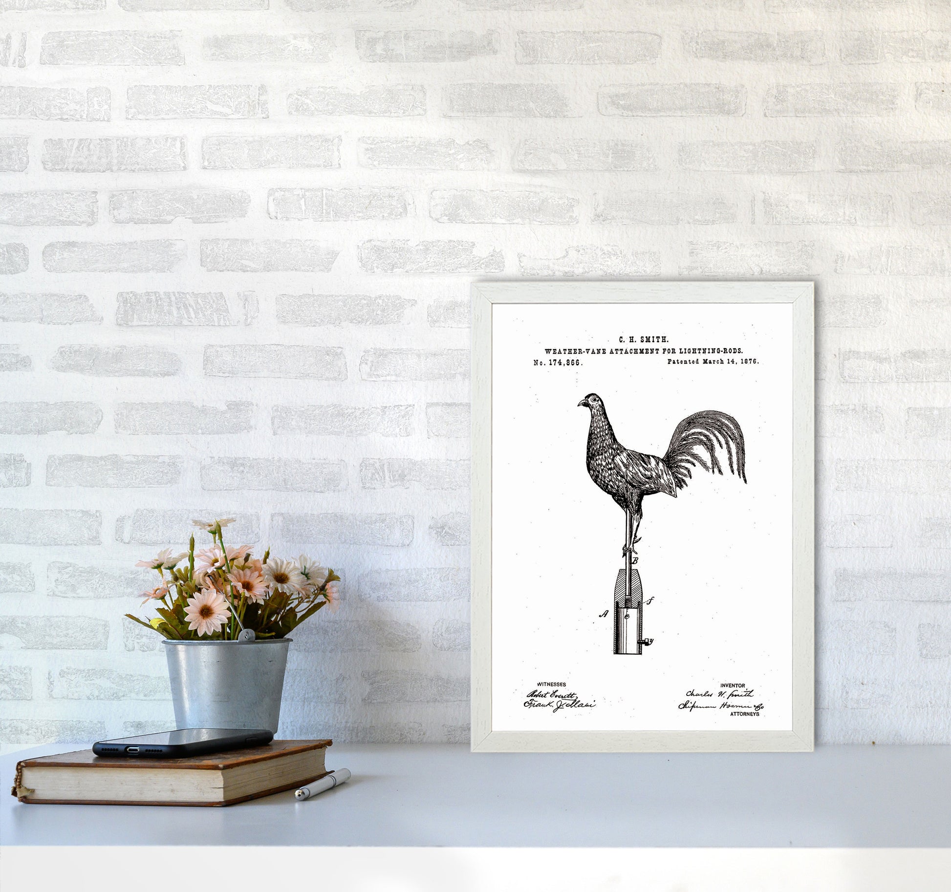 Weather Vane Patent Art Print by Jason Stanley A3 Oak Frame