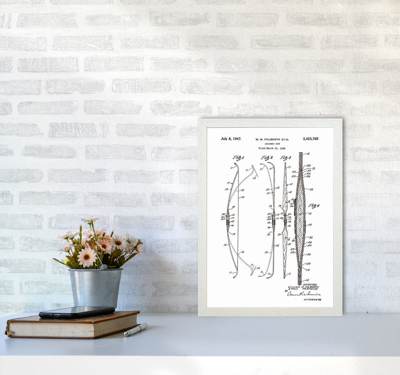 Archery Bow Patent Art Print by Jason Stanley A3 Oak Frame