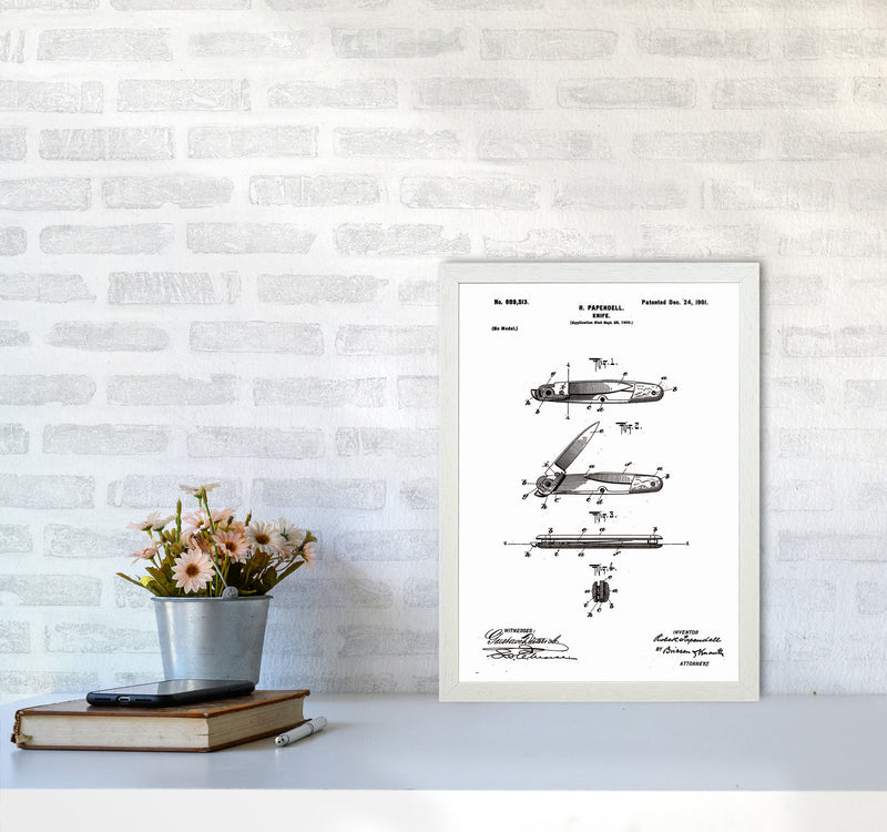 Pocket Knife Patent Art Print by Jason Stanley A3 Oak Frame