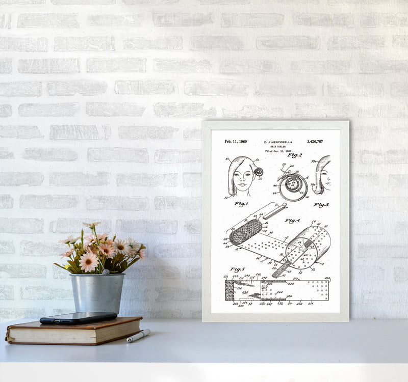 Hair Curler Patent Art Print by Jason Stanley A3 Oak Frame
