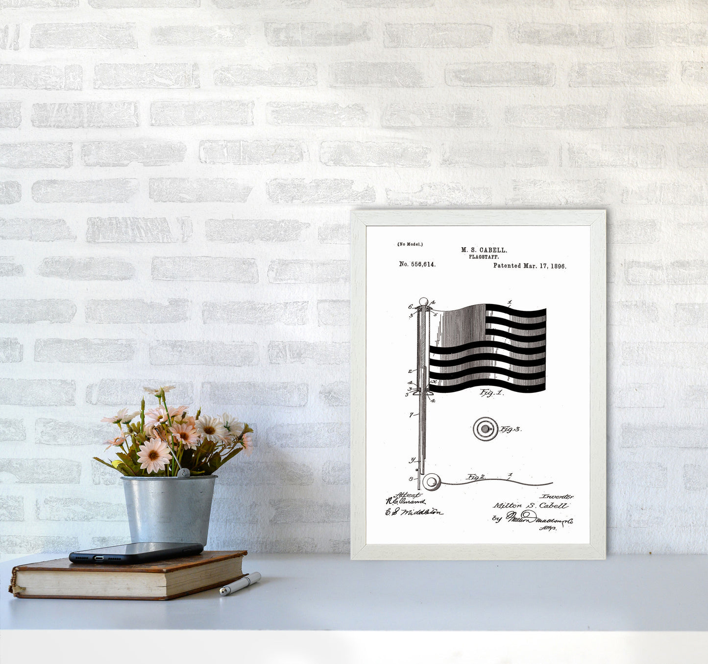 Flagstaff Patent Art Print by Jason Stanley A3 Oak Frame